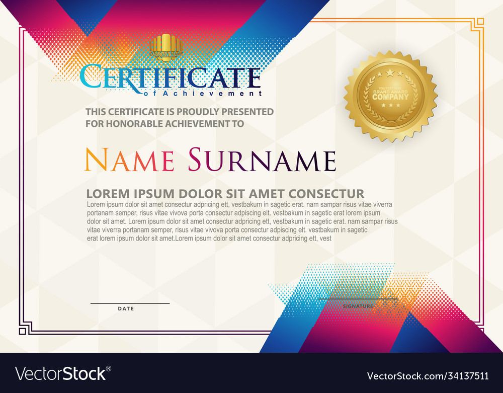 Modern certificate template with diagonal vector image Modern certificate template with diagonal