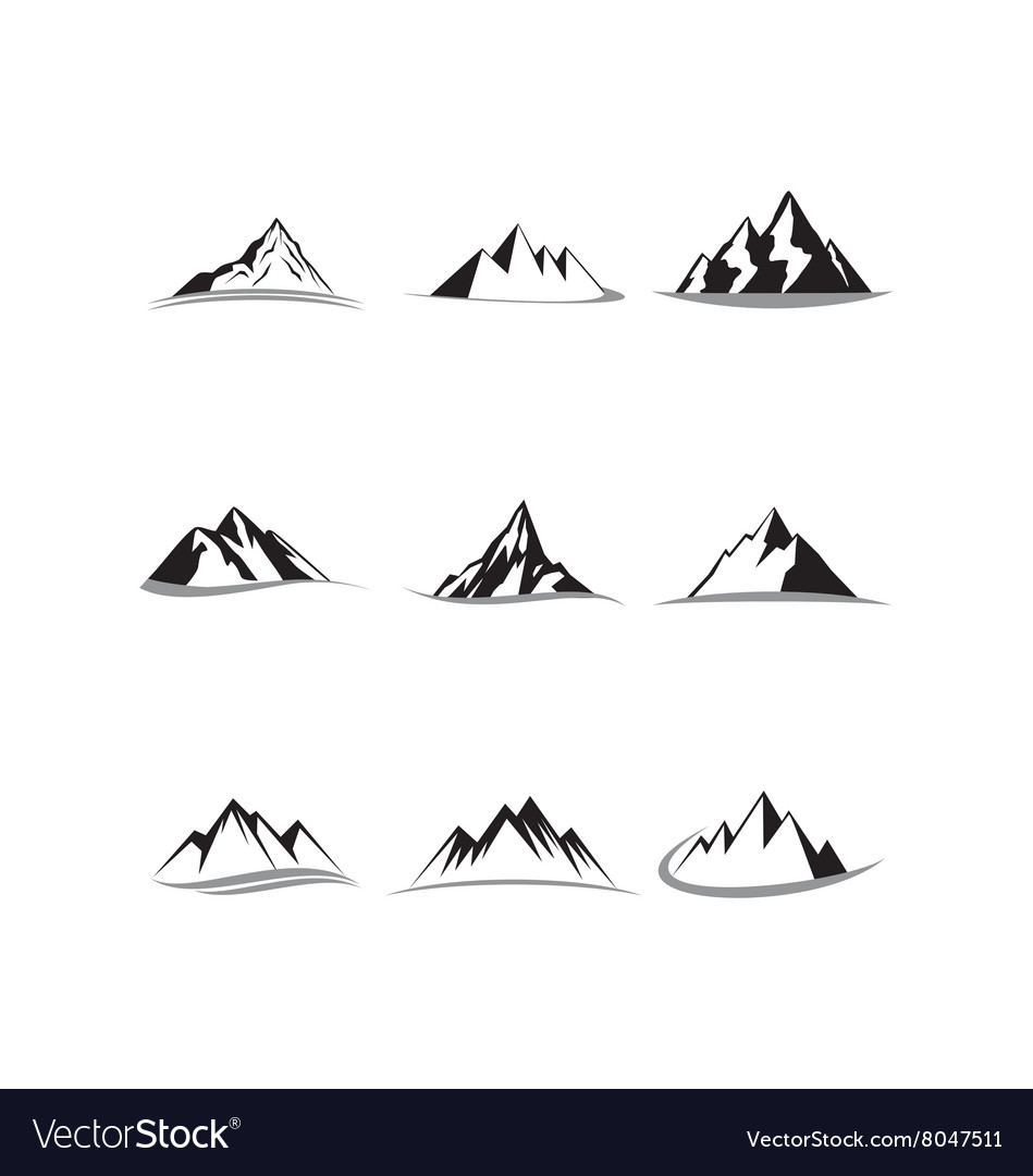 Mountain icon collection set Royalty Free Vector Image