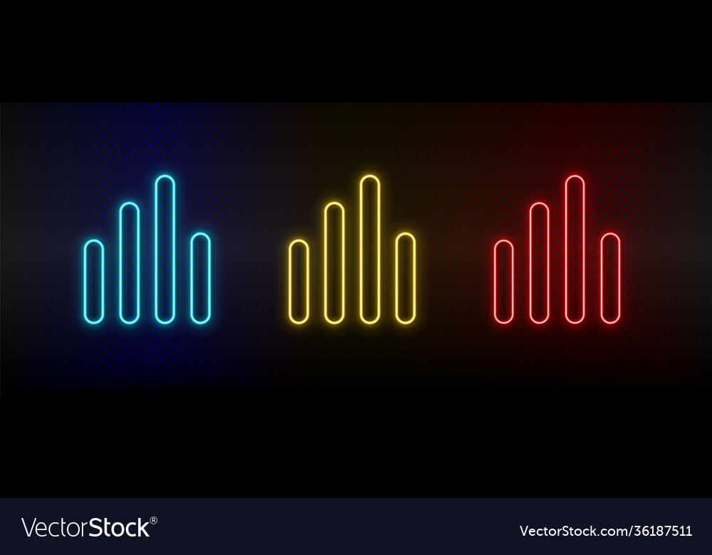 Neon icon set analytics bar chart red Vector Image Neon icon set analytics bar chart red