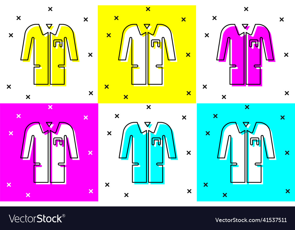 Set laboratory uniform icon isolated on color vector image Set laboratory uniform icon isolated on color