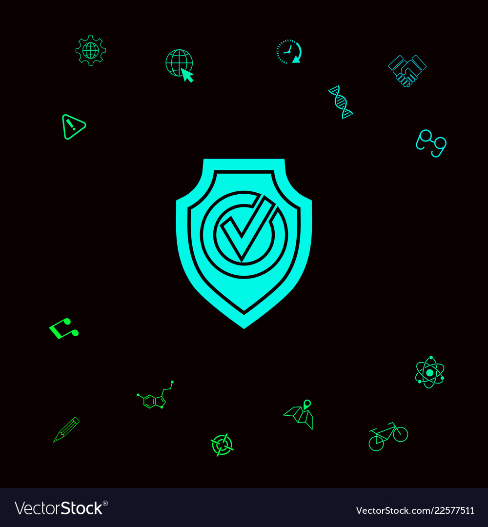Shield with check mark icon graphic elements