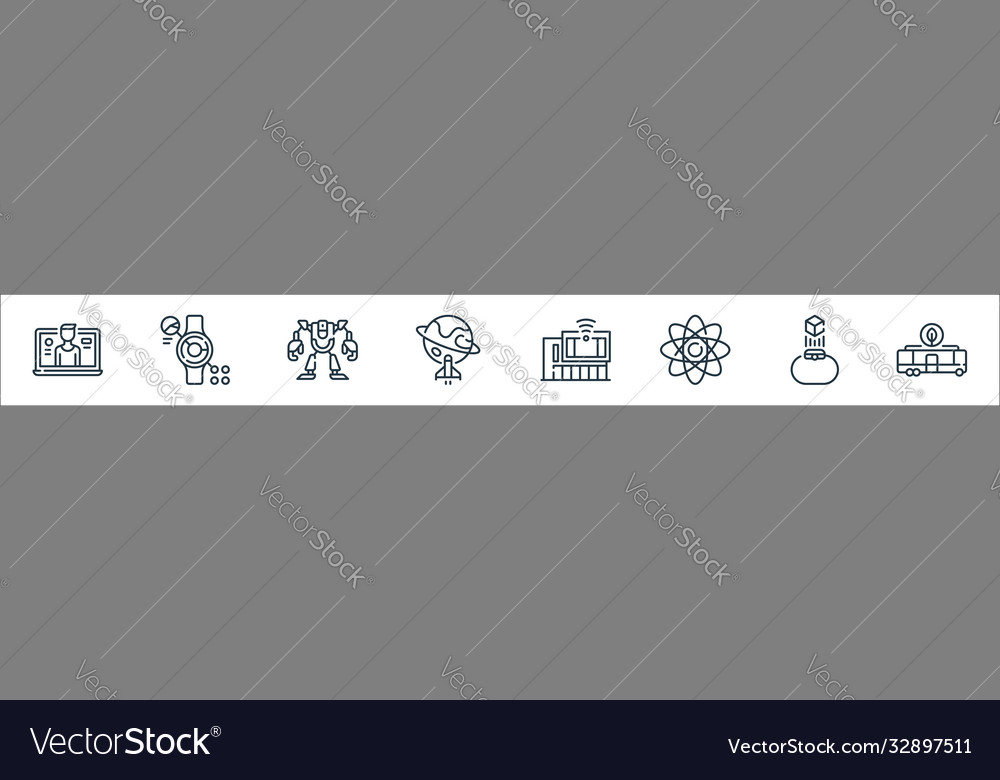 Technology future line icons linear set vector image Technology future line icons linear set