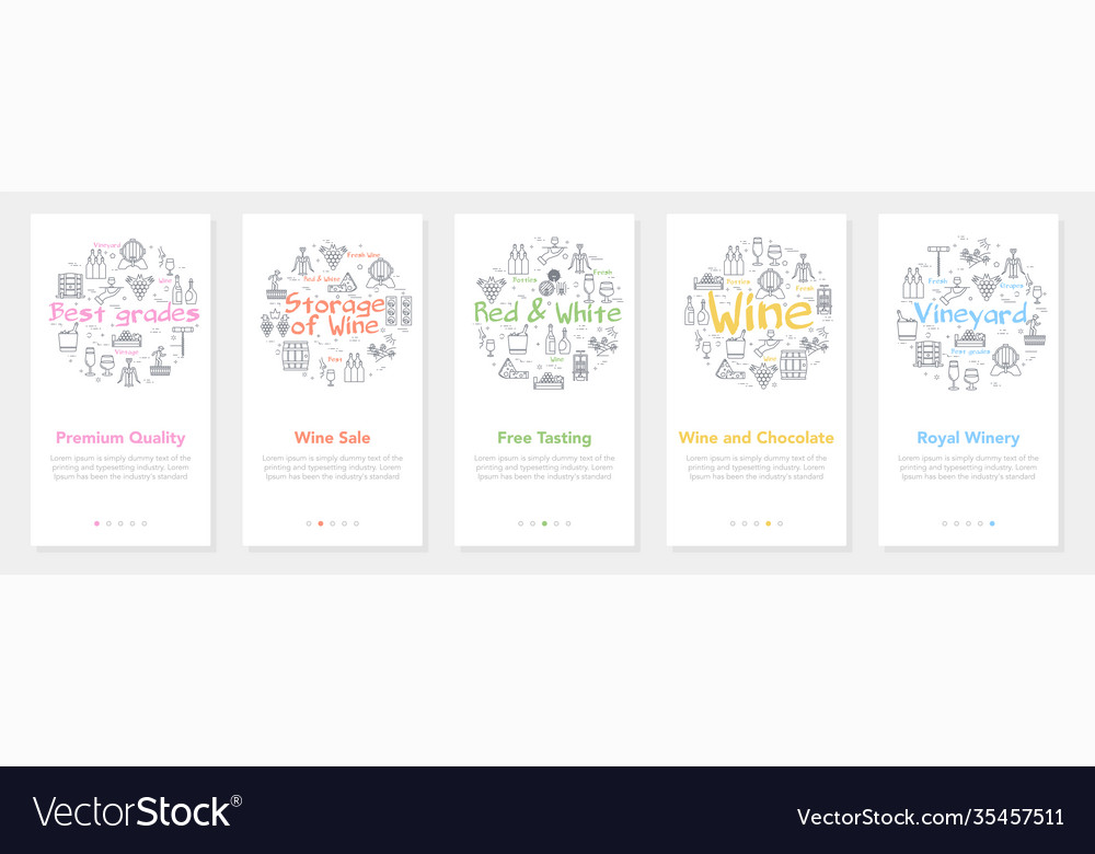 Vertical five banners with line concept