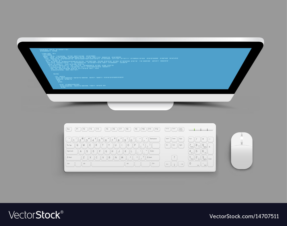 White computer from above Royalty Free Vector Image