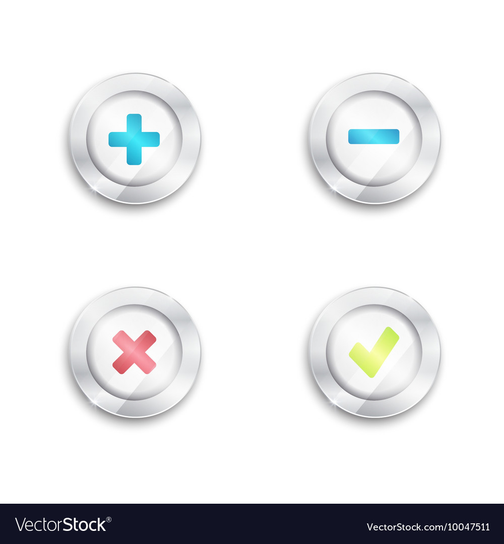 Yes no and plus minus buttons tick cross round