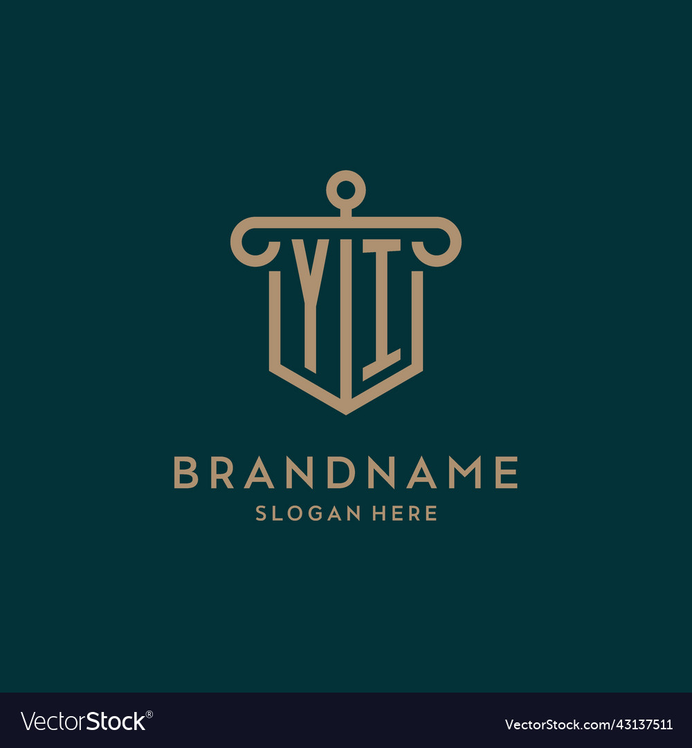 Yi monogram initial logo design with shield Vector Image Yi monogram initial logo design with shield