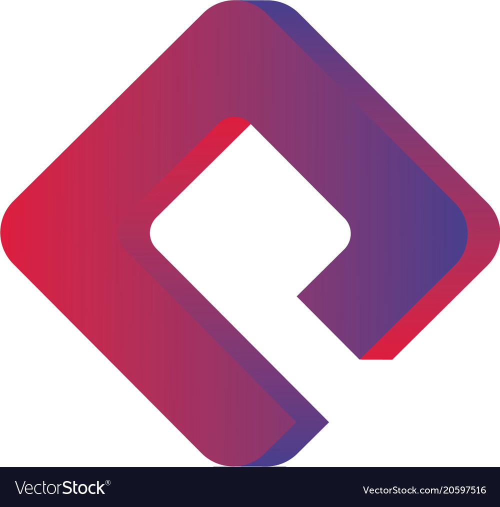 Abstract letter p logo icon square box cube