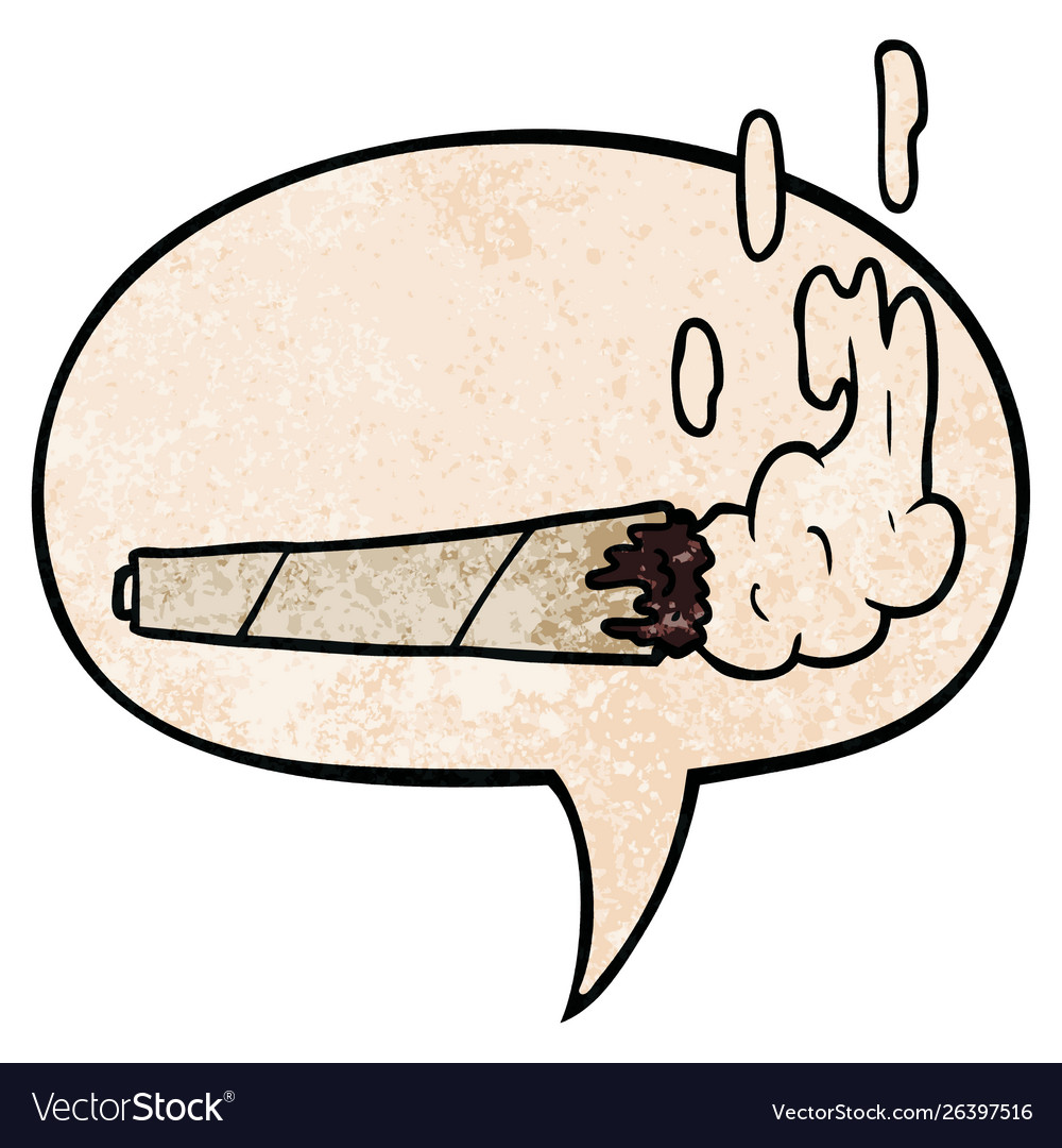 Cartoon marijuiana joint and speech bubble