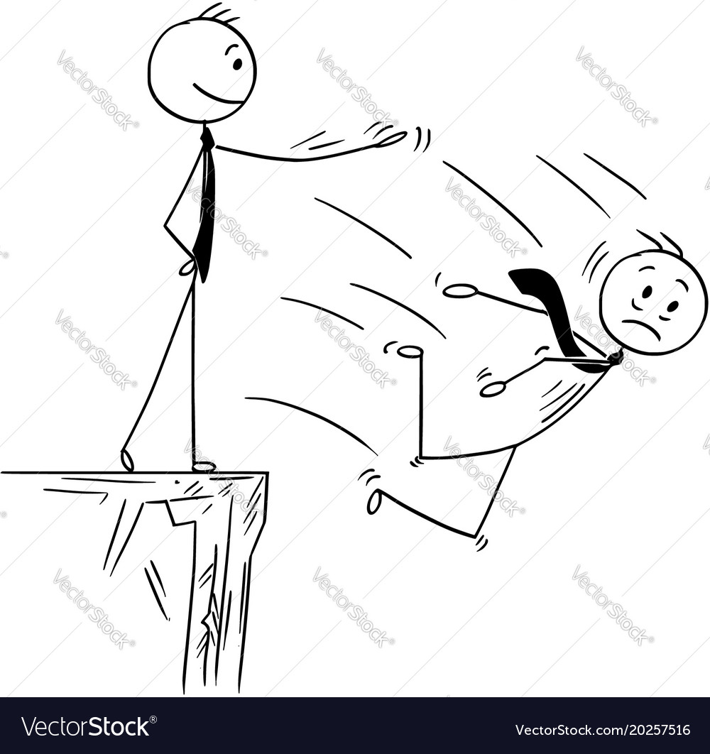 Cartoon of businessman pushing competitor from Vector Image