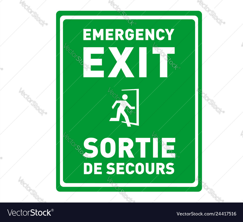 Emergency exit sign in english and french Vector Image