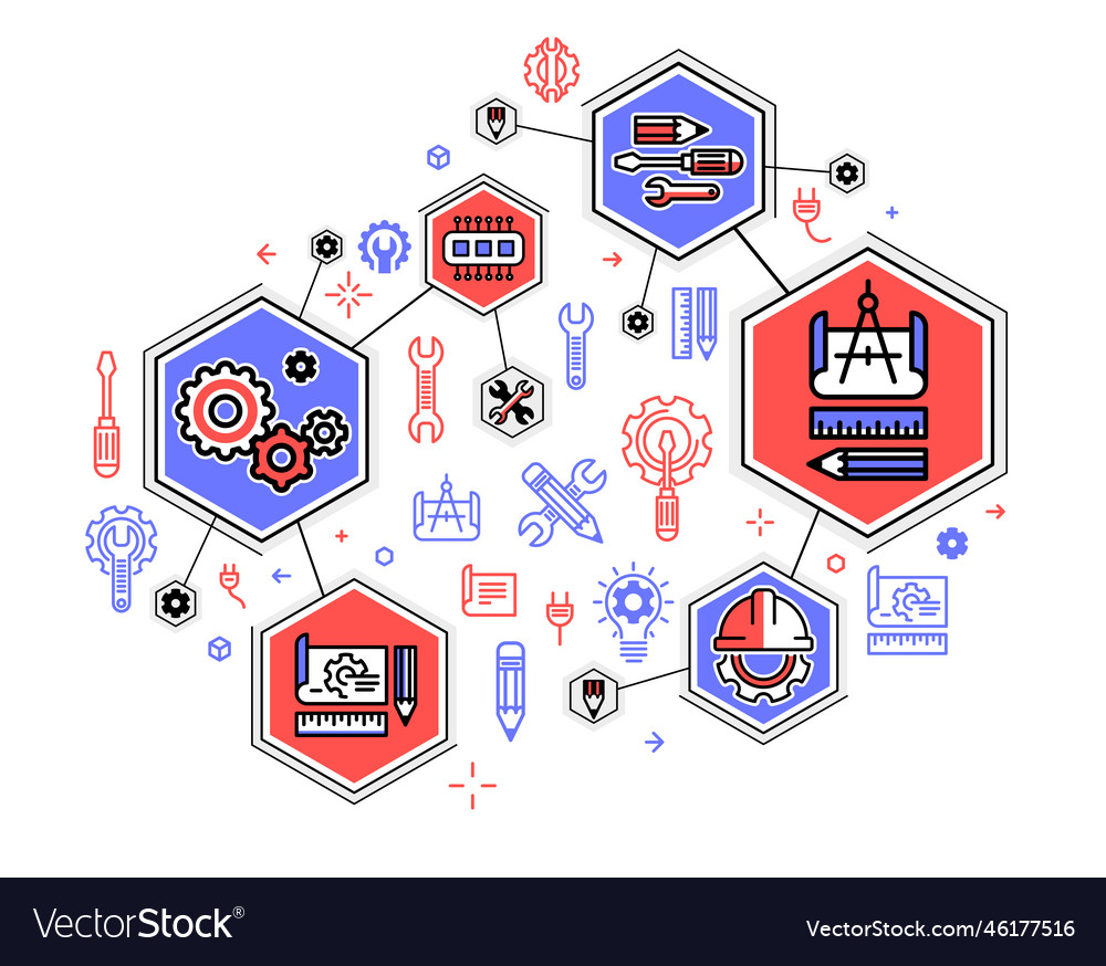 Engineering and repairing some technology system Vector Image