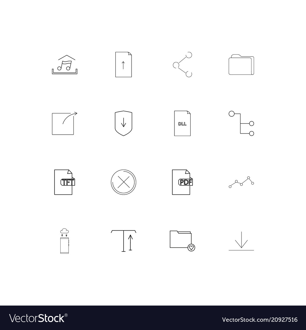 Files and folders sign linear thin icons set
