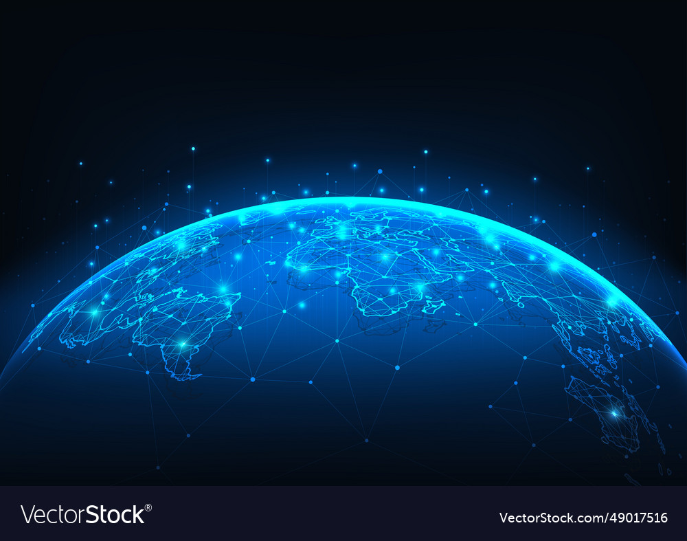 Global network connection world map point