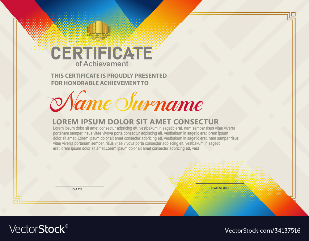 Modern certificate template with diagonal