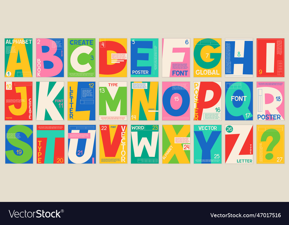 Posters with alphabet Royalty Free Vector Image