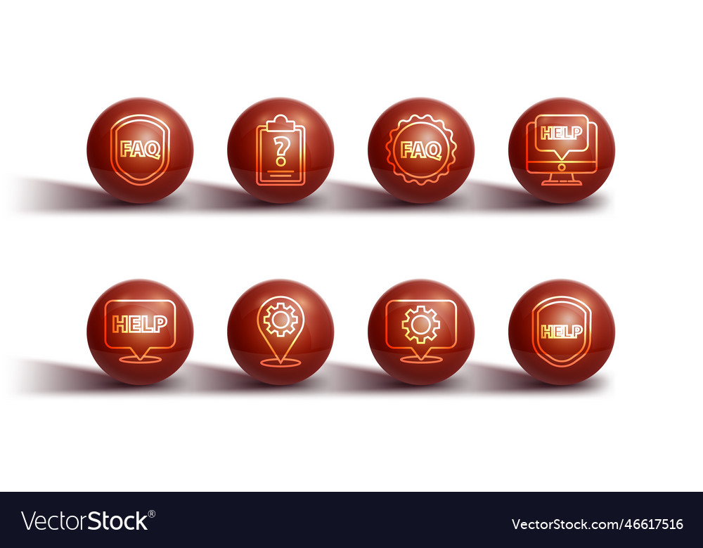 Set line shield with text faq speech bubble help vector image Set line shield with text faq speech bubble help