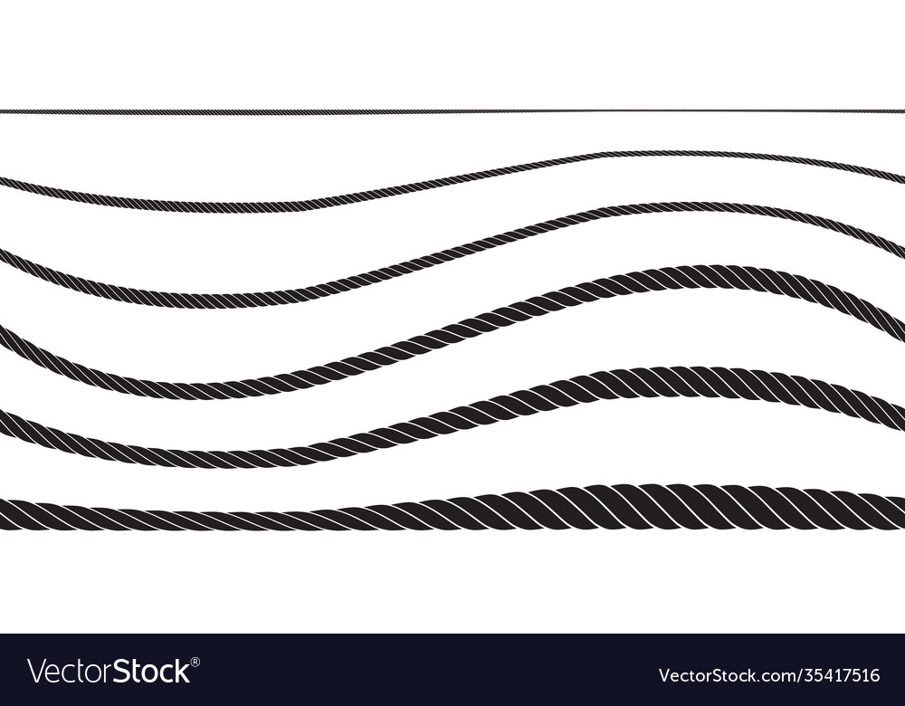 Set twisted rope icon or cordage with loops