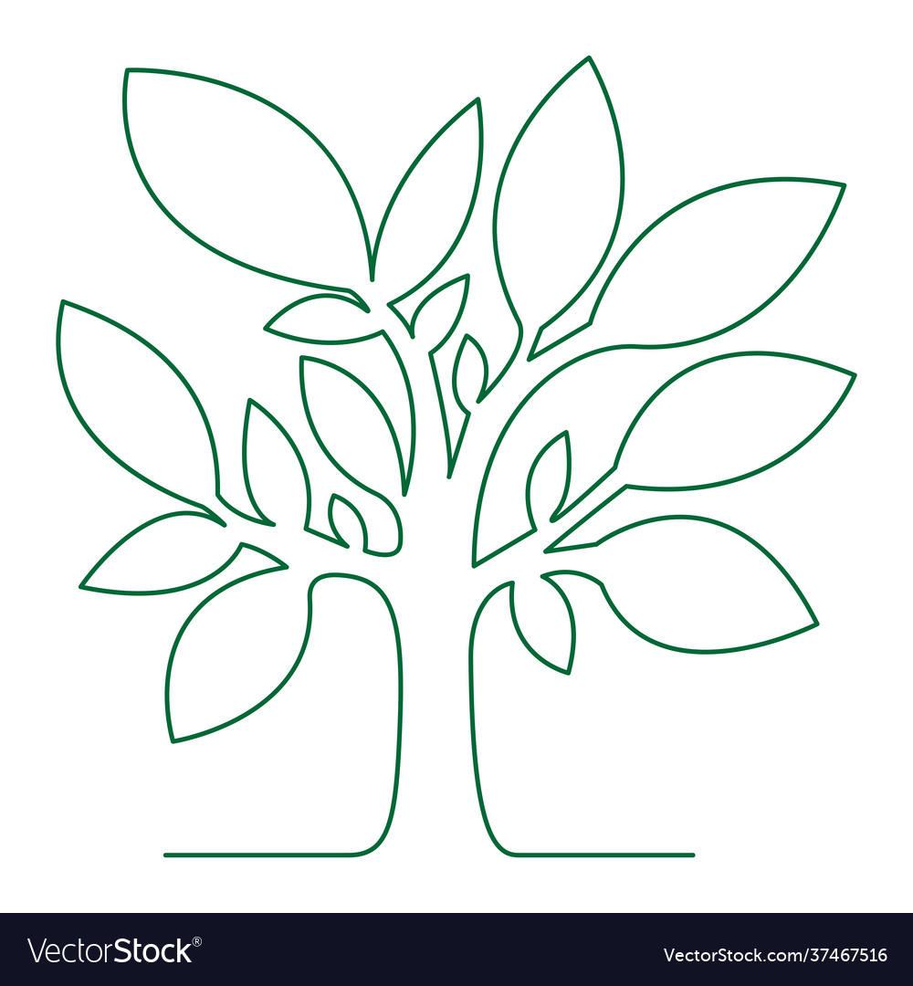 Tree continuous line vector image Tree continuous line