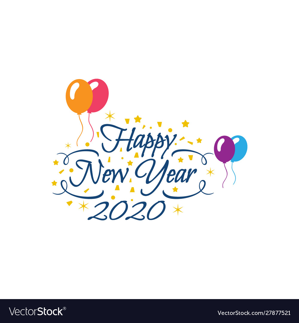 2020 colorful text isolated on white background