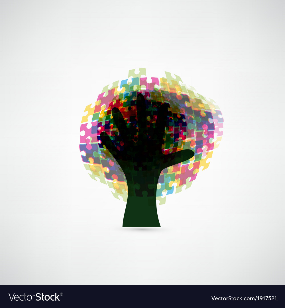 Abstract tree puzzle colorful background