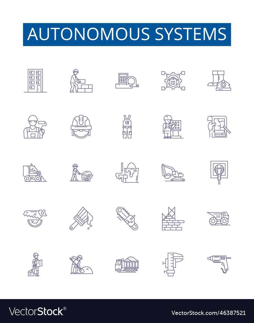 Autonomous systems line icons signs set design vector image Autonomous systems line icons signs set design