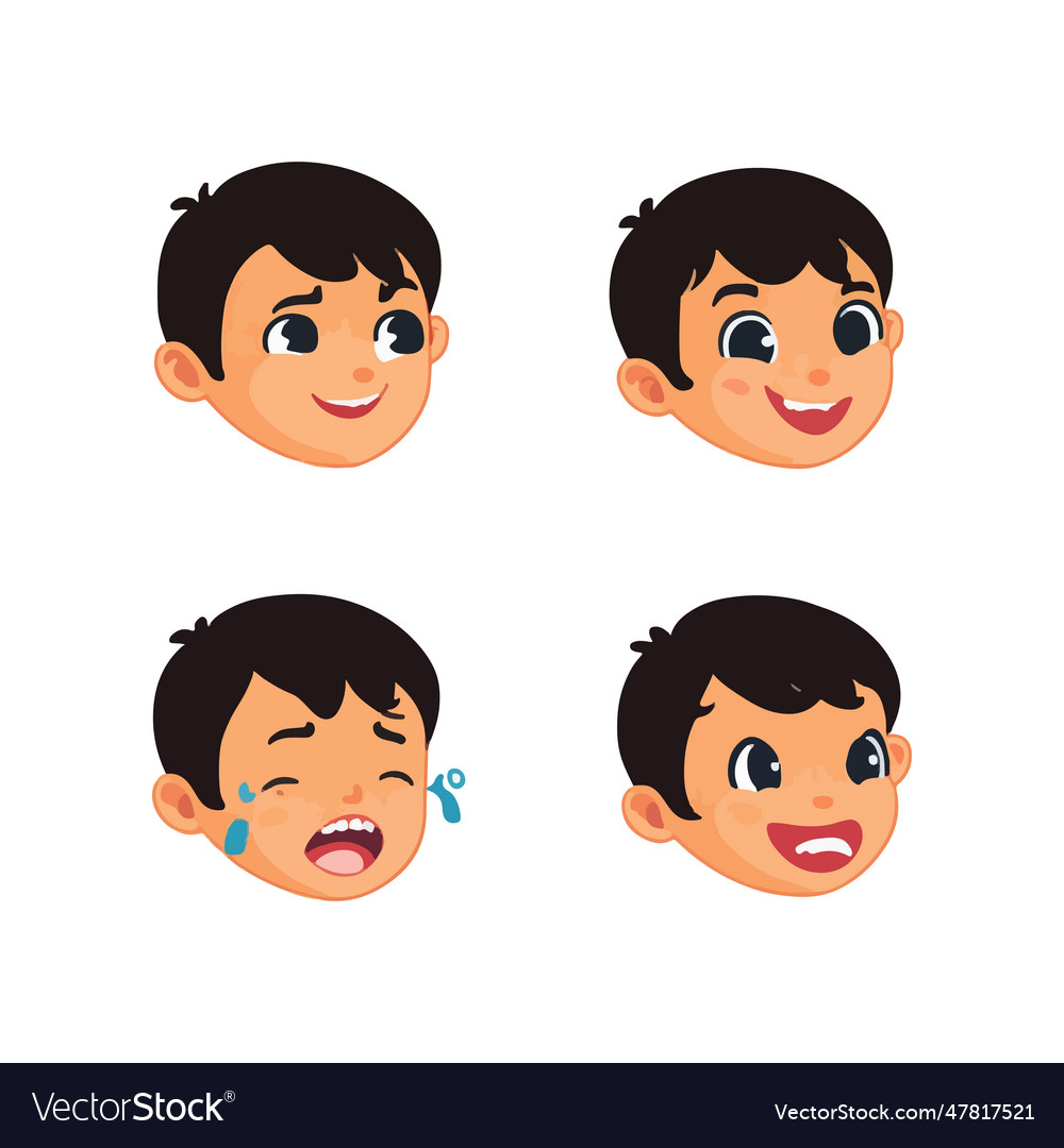 Boy with different facial expressions Royalty Free Vector