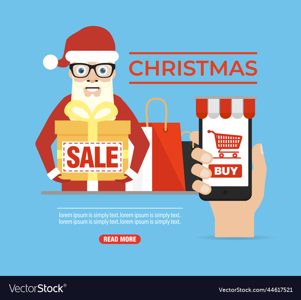 Christmas sale concept design flat banner Vector Image Christmas sale concept design flat banner