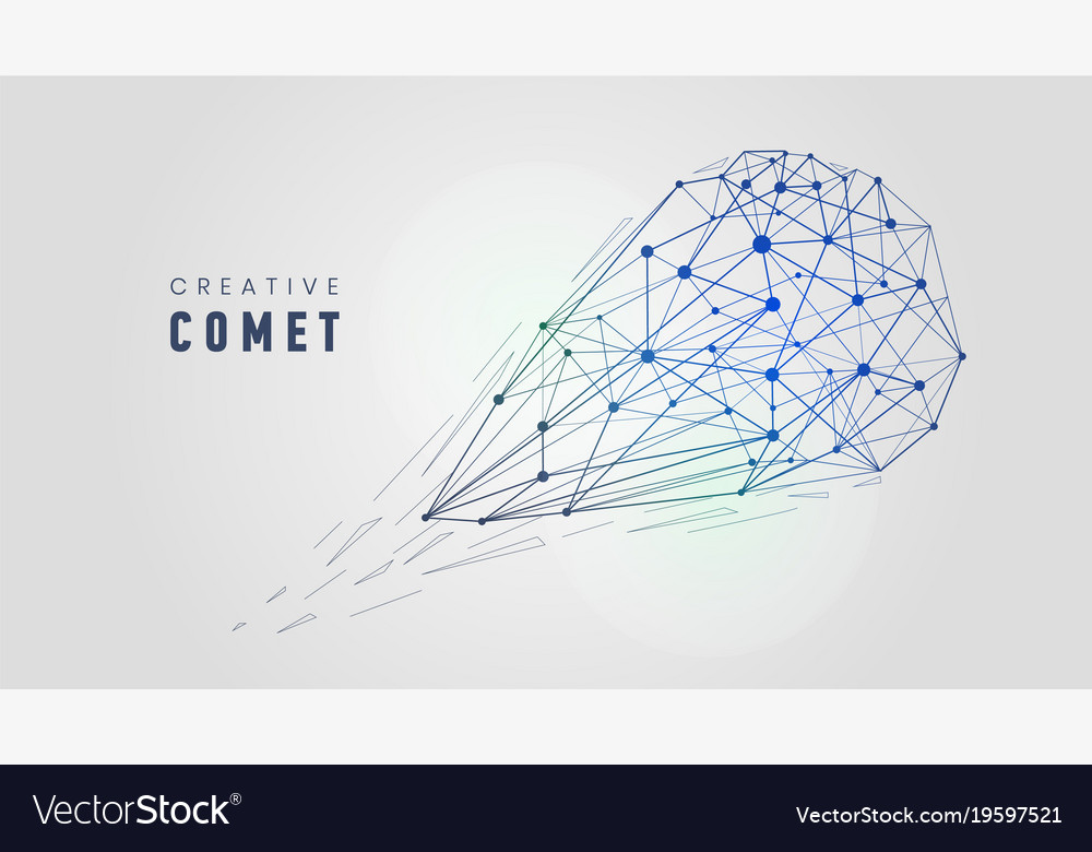 Creative low poly comet wireframe mesh structure