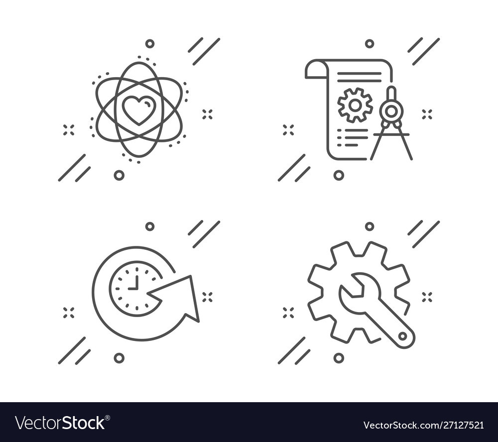 Divider document update time and atom icons set Vector Image Divider document update time and atom icons set