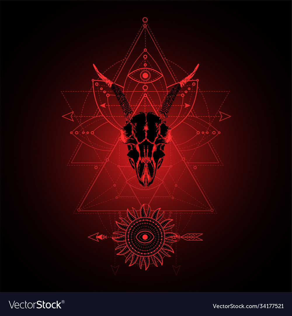 Goat skull and sacred symbol Royalty Free Vector Image Goat skull and sacred symbol Royalty Free Vector Image