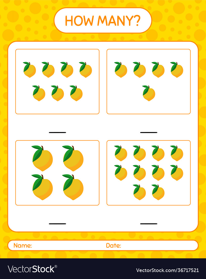 How many counting game with eggfruit worksheet vector image How many counting game with eggfruit worksheet