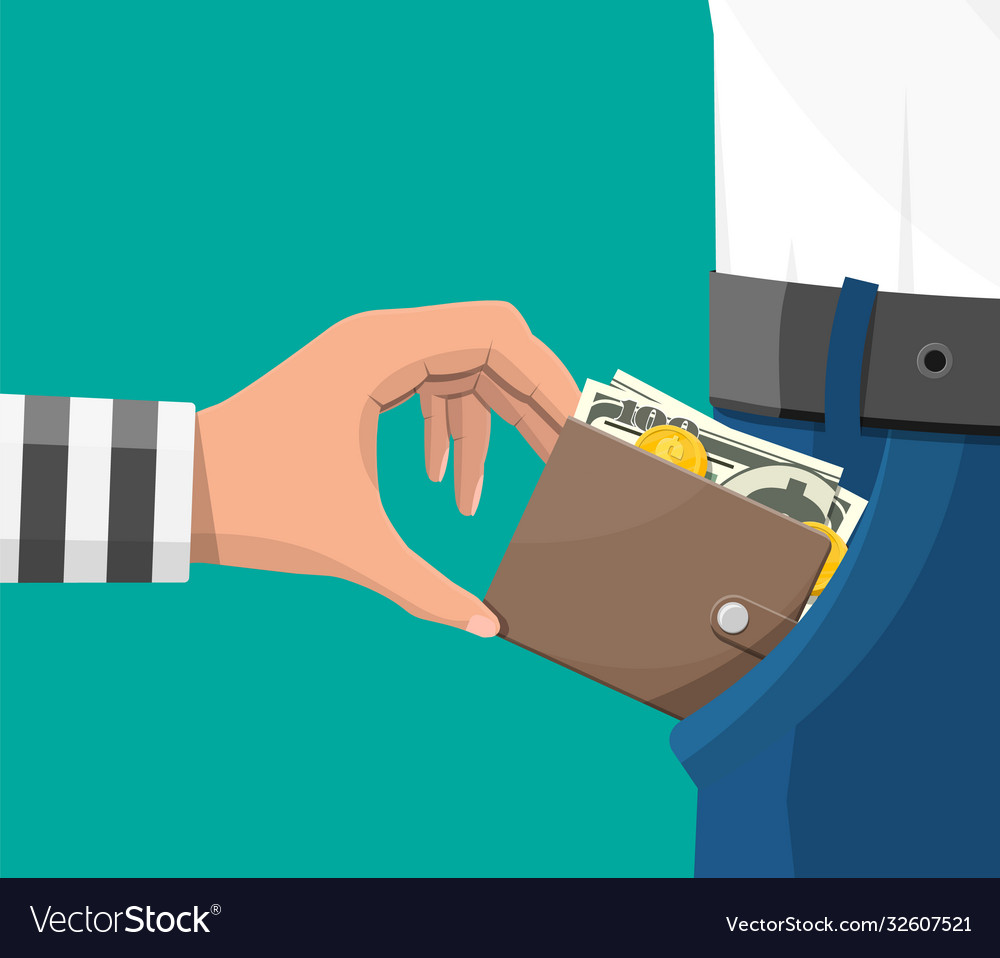 Human hand takes money cash from pocket