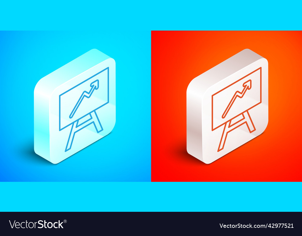 Isometric line board with graph chart icon vector image Isometric line board with graph chart icon