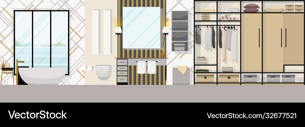 Luxury modern bathroom interior with furniture Vector Image