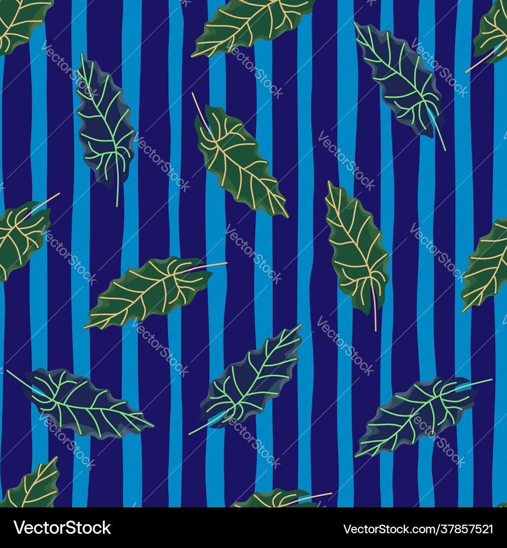 Nature seamless pattern with doodle green leaf Vector Image