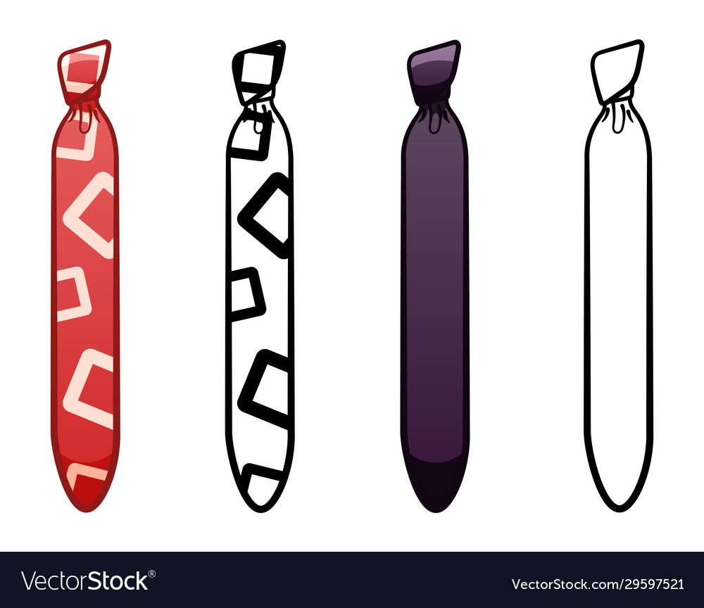 Necktie in four variants set on white background