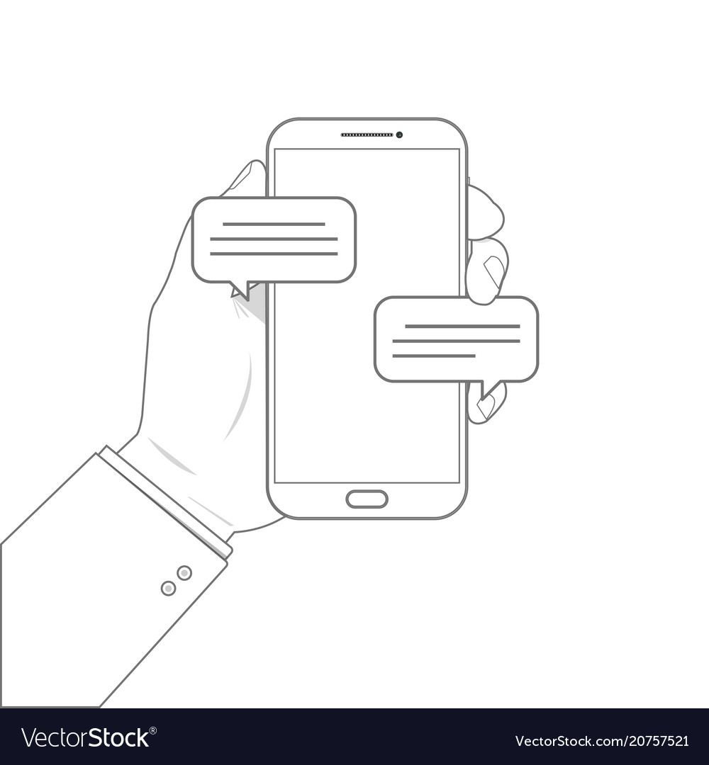 Outline Drawing Mobile Phone Chat Message Vector Image