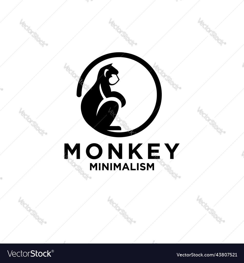 Premium Minimalismus Affe auf rundem Logo-Symbol vector image Premium Minimalismus Affe auf rundem Logo-Symbol