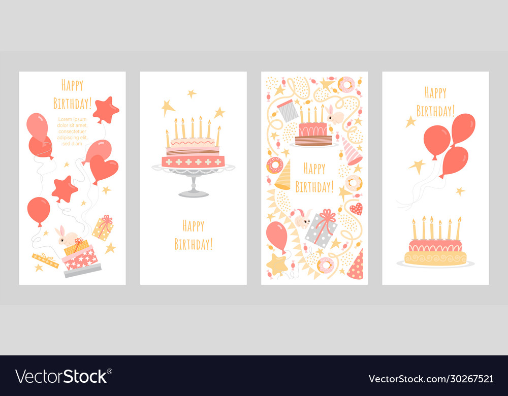 Set birthday greeting cards Royalty Free Vector Image