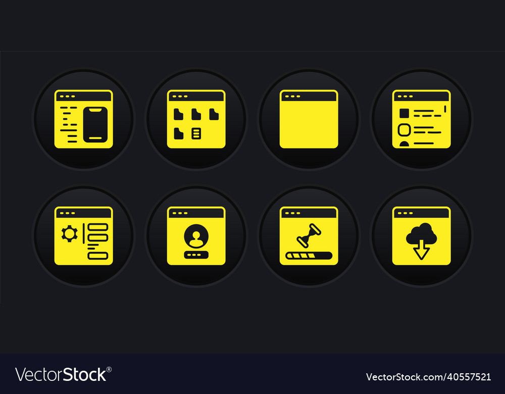 Set browser setting files create account screen vector image Set browser setting files create account screen