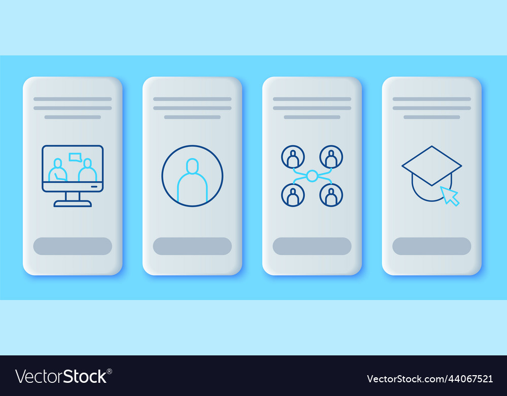 Set line create account screen online class vector image Set line create account screen online class