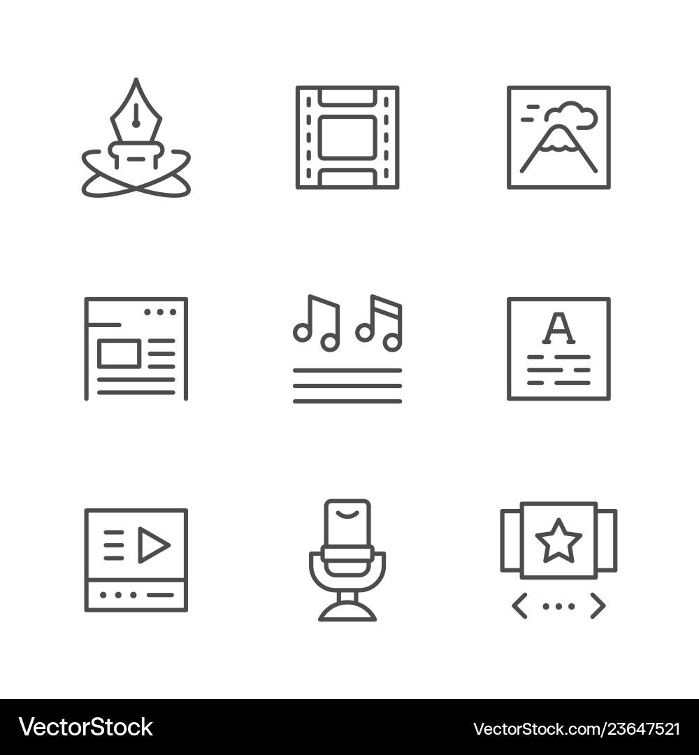 Set line icons web content Royalty Free Vector Image