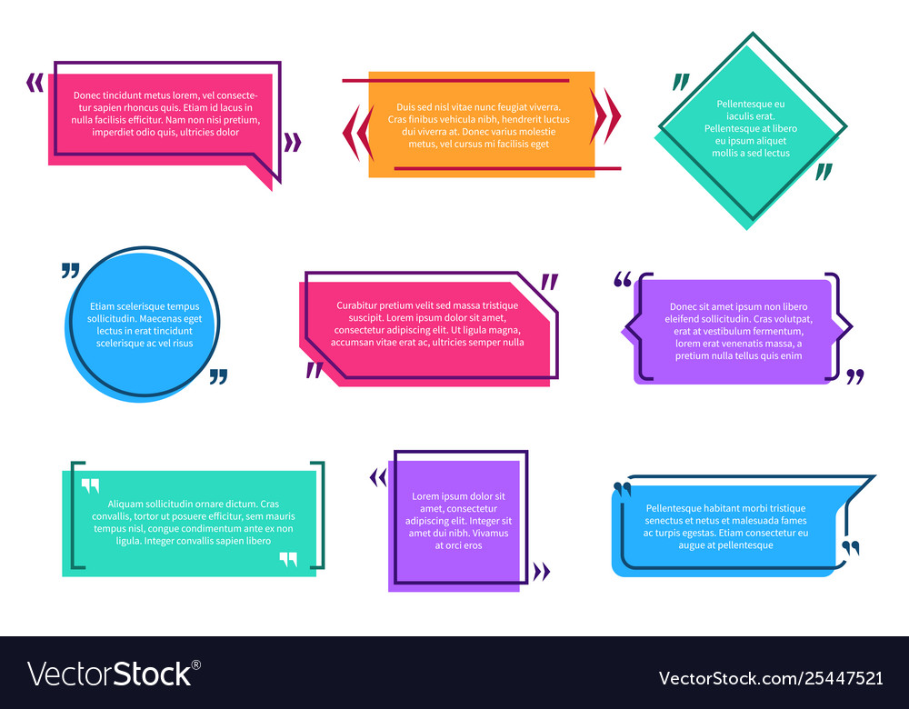 Texting boxes colored quote box speech bubble Vector Image