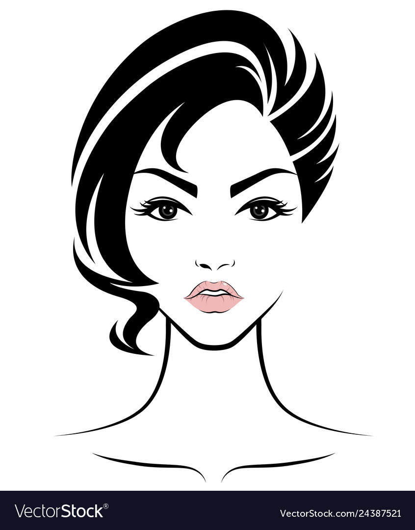 Women Short Hair Style Icon Logo Women Face Vector Image