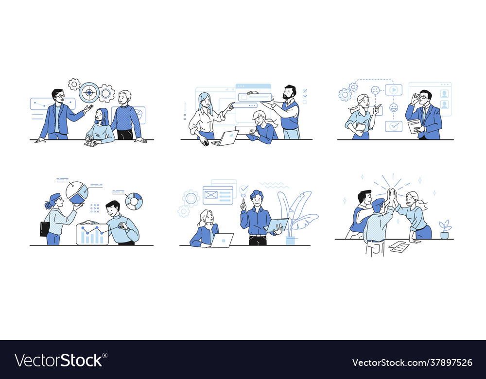 Business communication cartoon people work Vector Image Business communication cartoon people work Vector Image