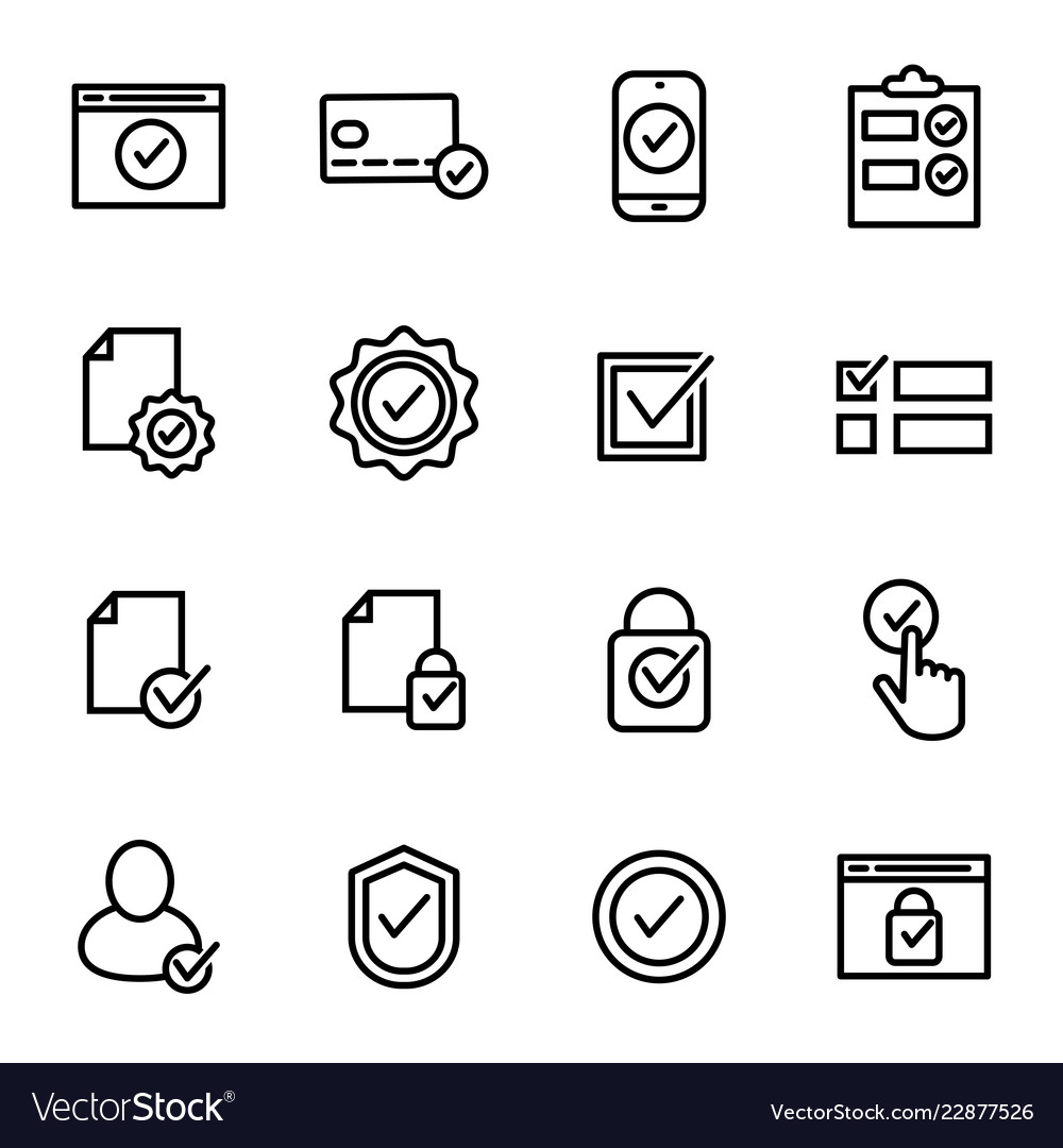 Check Mark Icon Set - Thin Line