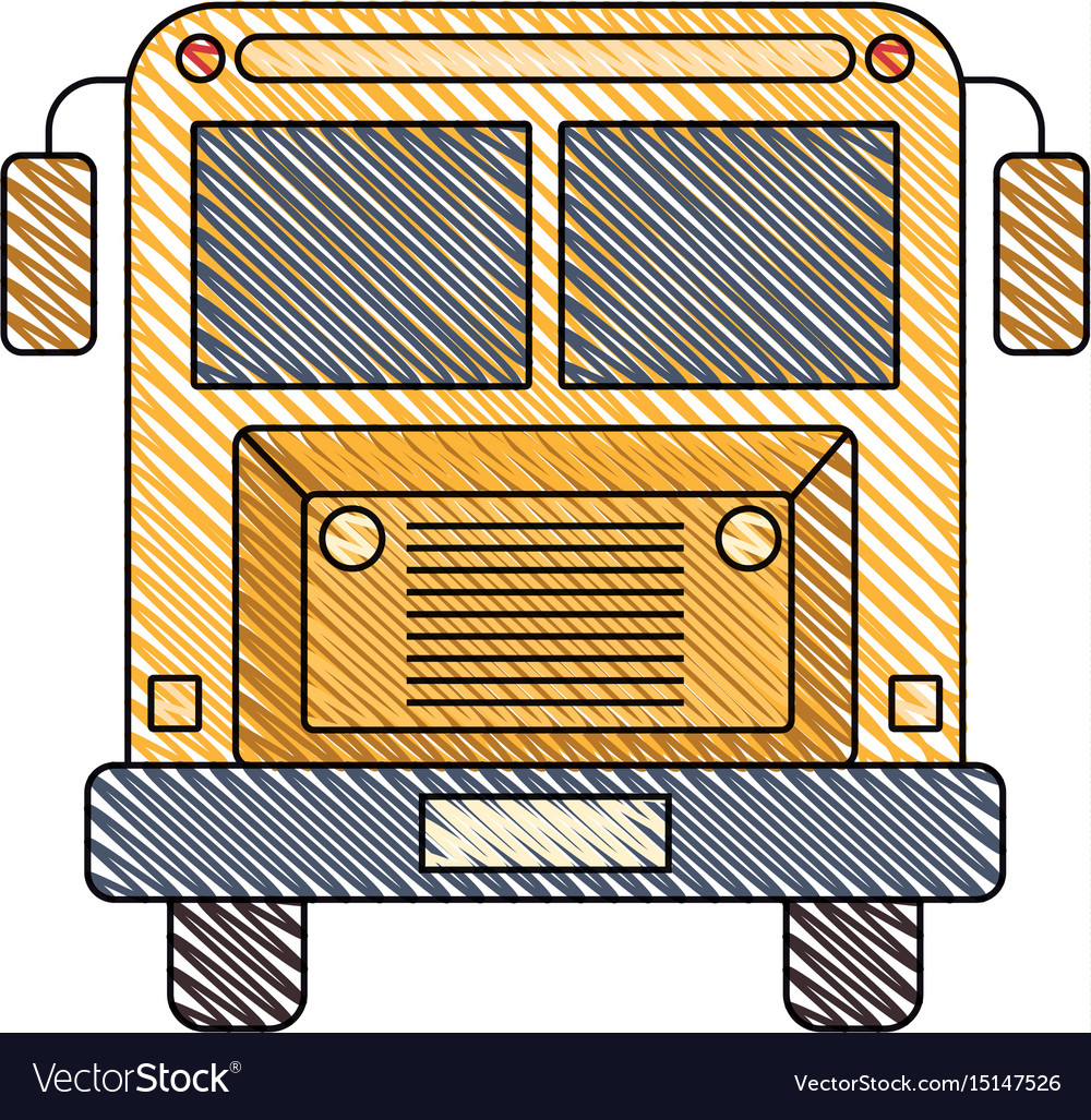 Color crayon stripe image of front view school bus