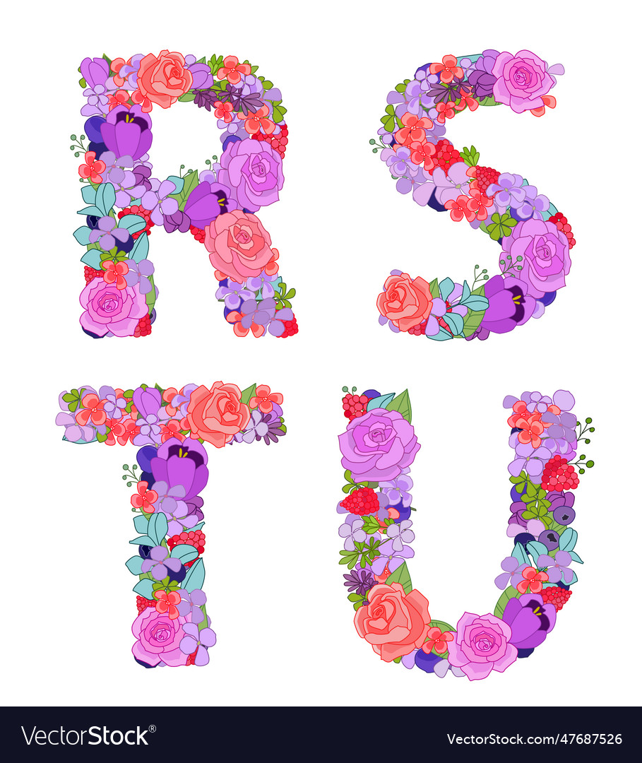 Bunte Blumen Anordnung in Großbuchstaben vector image Bunte Blumen Anordnung in Großbuchstaben