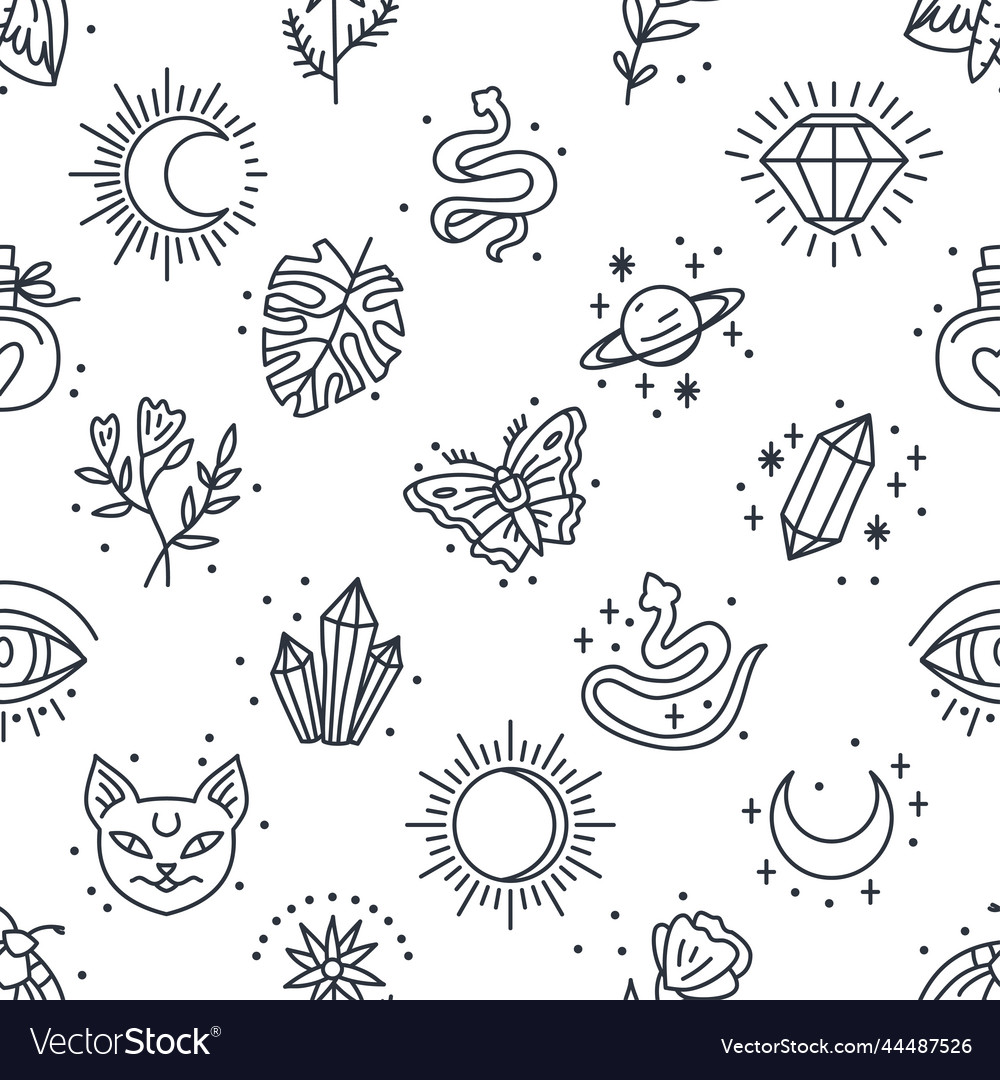 Elegant celestial seamless pattern with boho