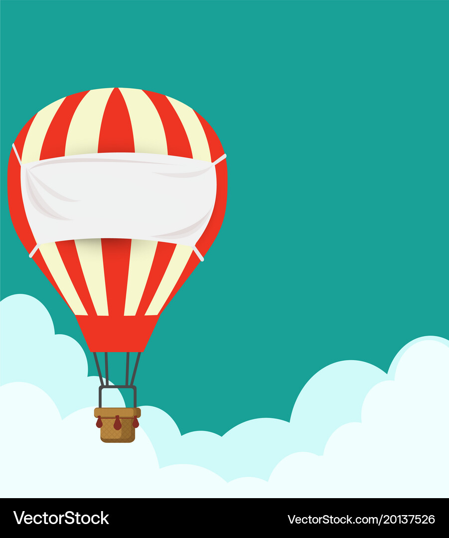 Flat design hot air balloon in the sky with cloud Vector Image